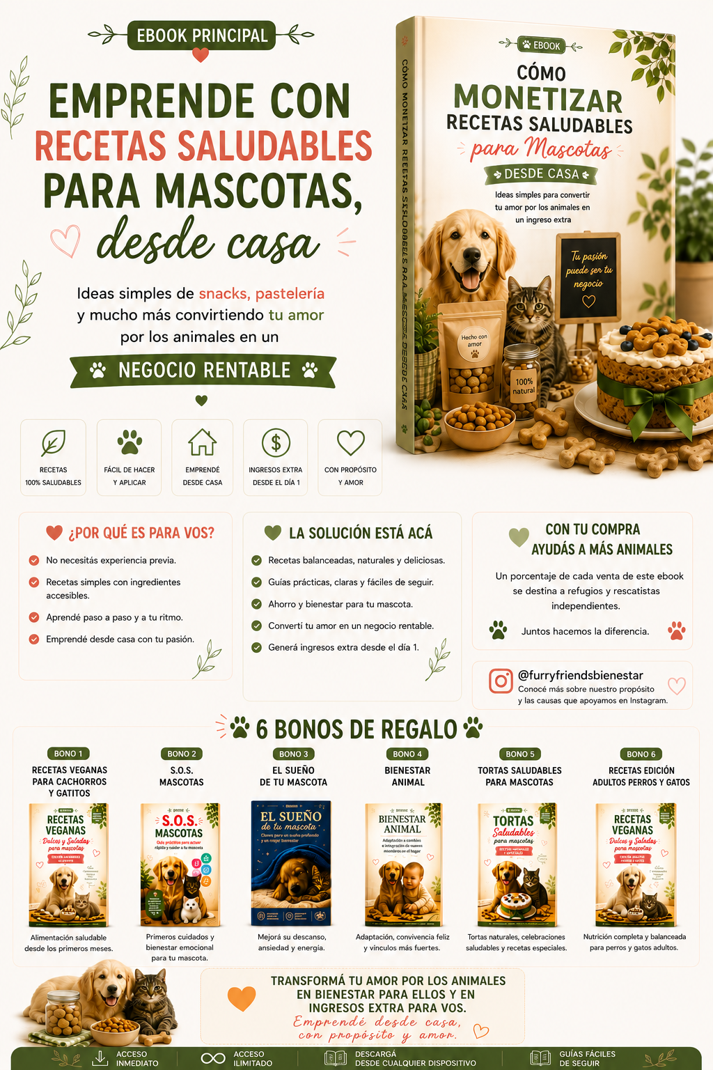 🐾 Emprendé con recetas saludables para mascotas y creá un negocio rentable + 6 Bonos: Ganá + 800 usd al mes🐾